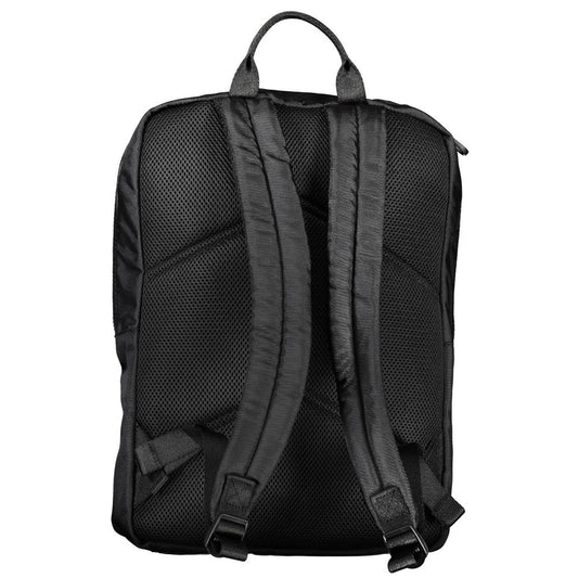 Black backpack with mesh side panels