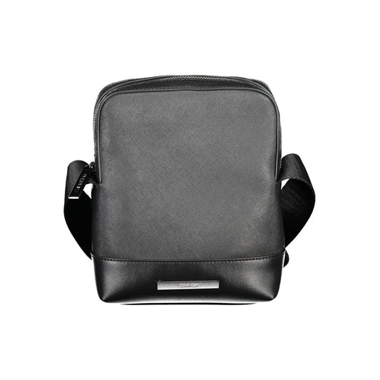 Black leather backpack with adjustable straps