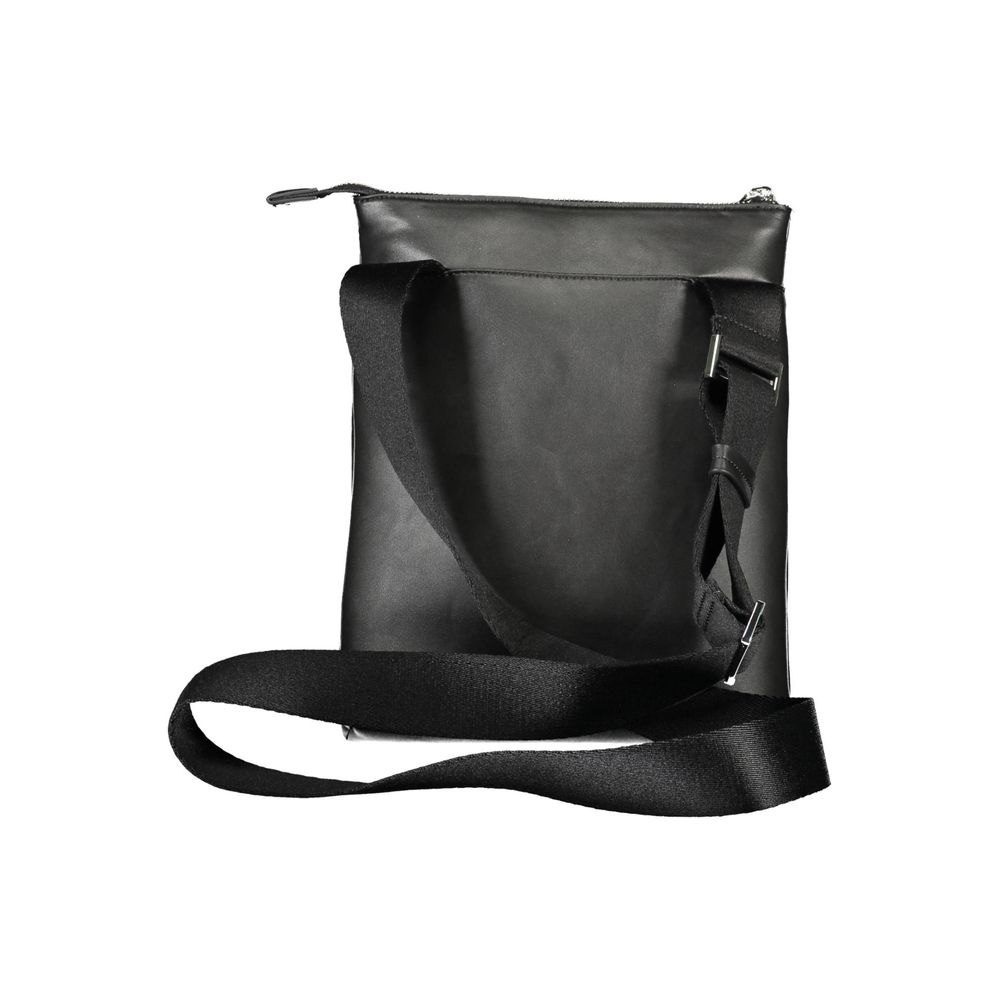 Black leather crossbody bag with adjustable straps