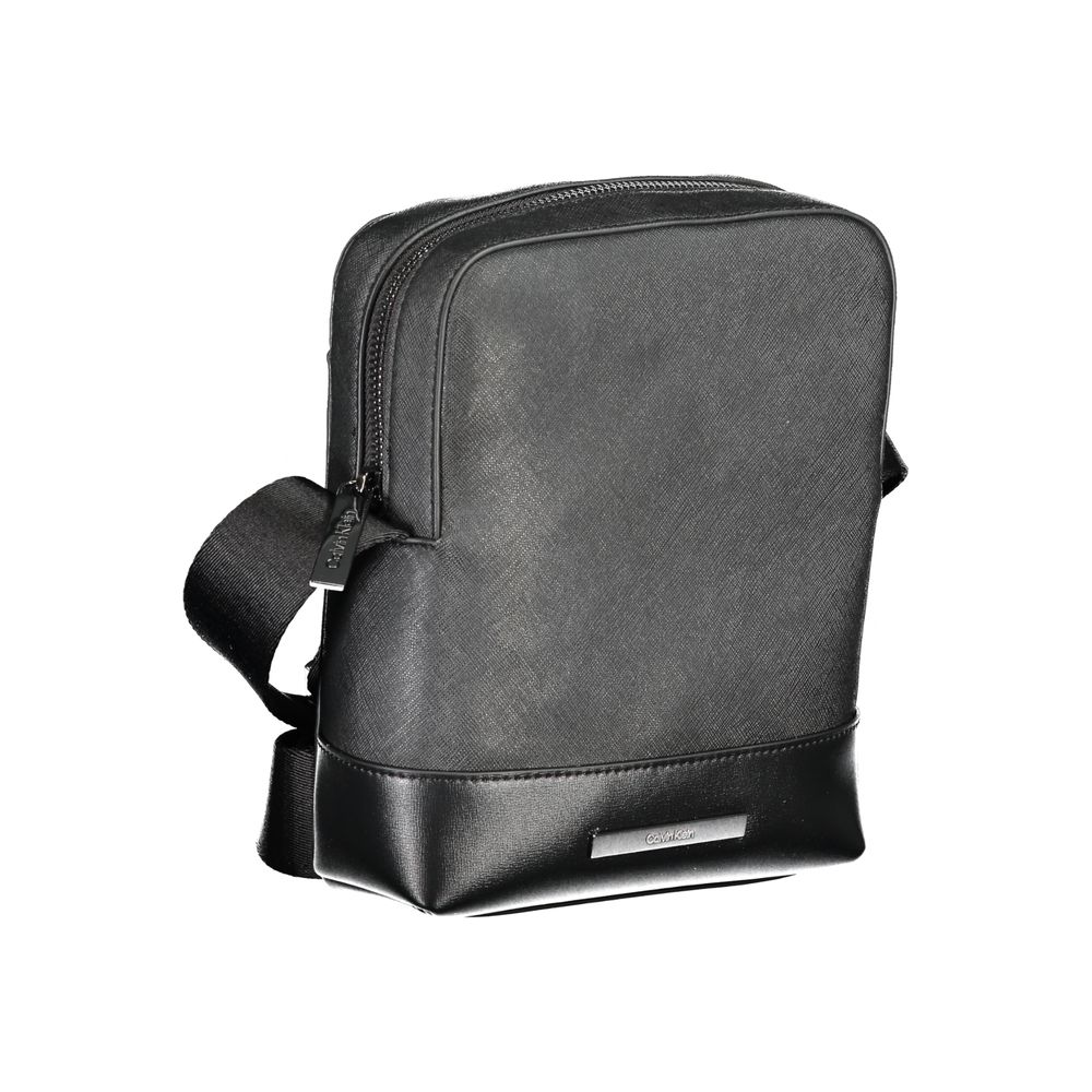 Black leather pouch with strap