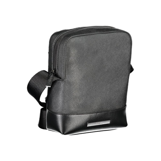 Black leather pouch with strap