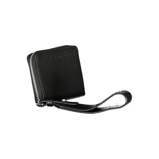Black leather wallet with zipper closure
