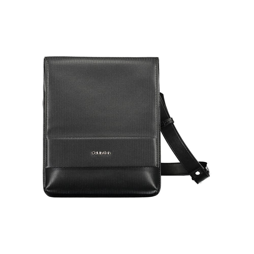 Black leather crossbody bag with adjustable strap