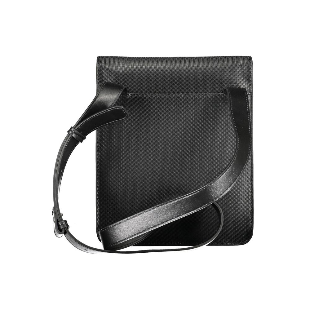 Black leather crossbody bag with adjustable strap