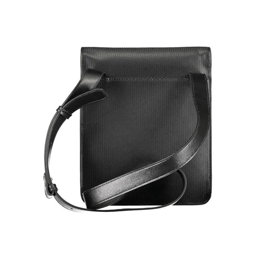 Black leather crossbody bag with adjustable strap