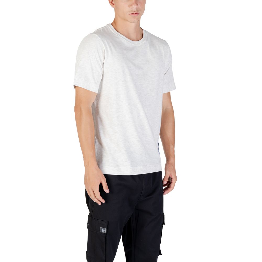 A gray cotton t-shirt with short sleeves