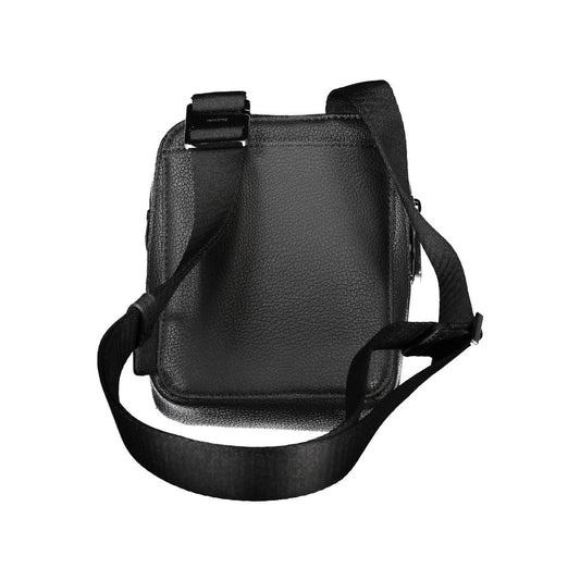 Black leather camera bag with strap