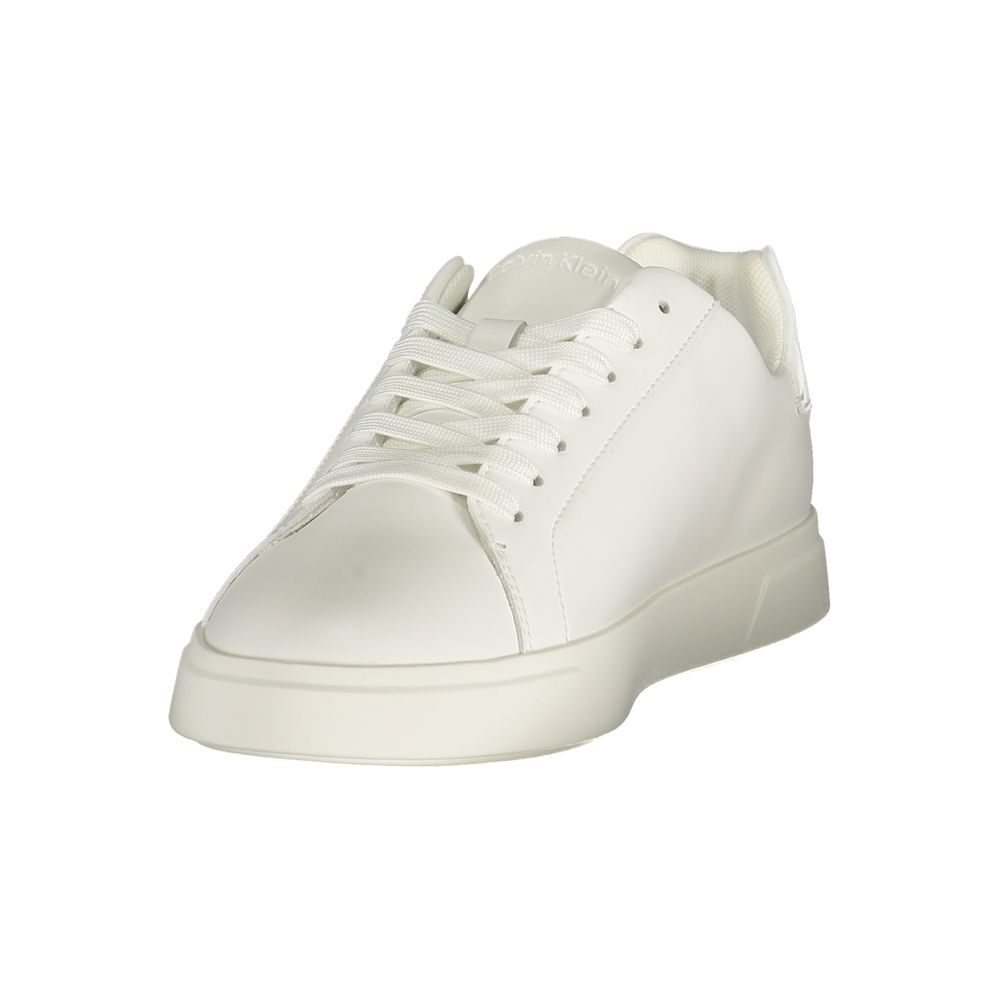 A white women's sneaker with a low top, lace-up front, and flat sole