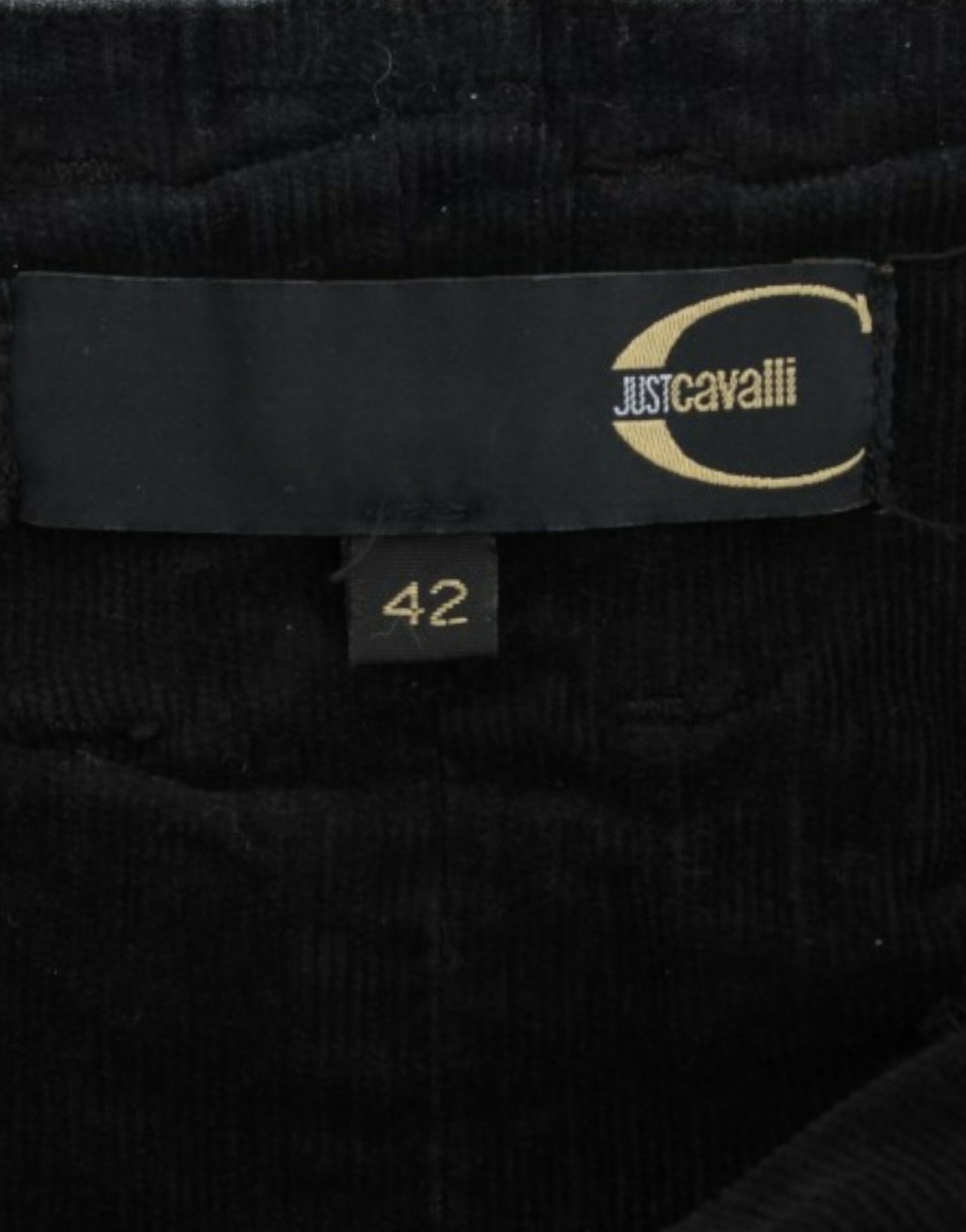 Black fabric with white label