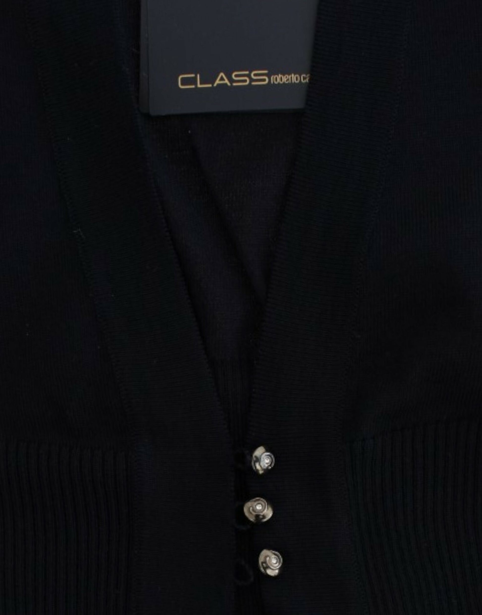 Black sweater with gold buttons