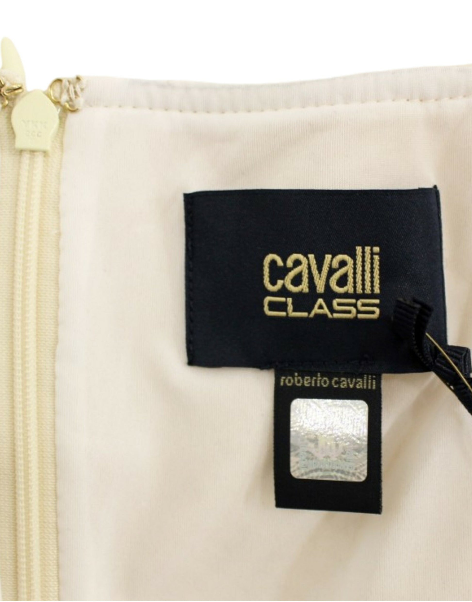 Tag on a beige garment