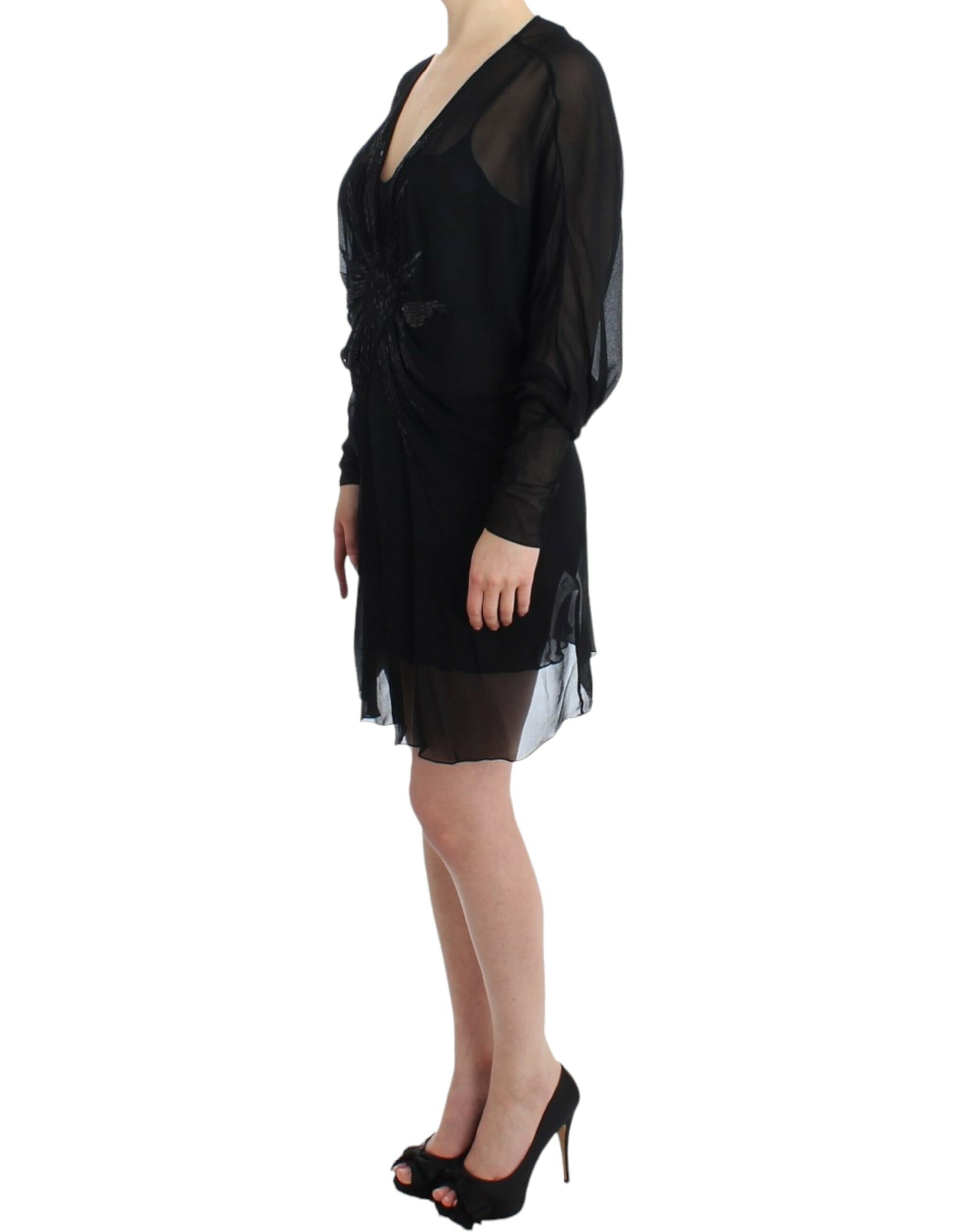 Black dress with sheer overlay