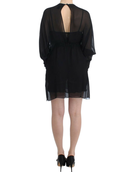 Black dress with sheer back panel