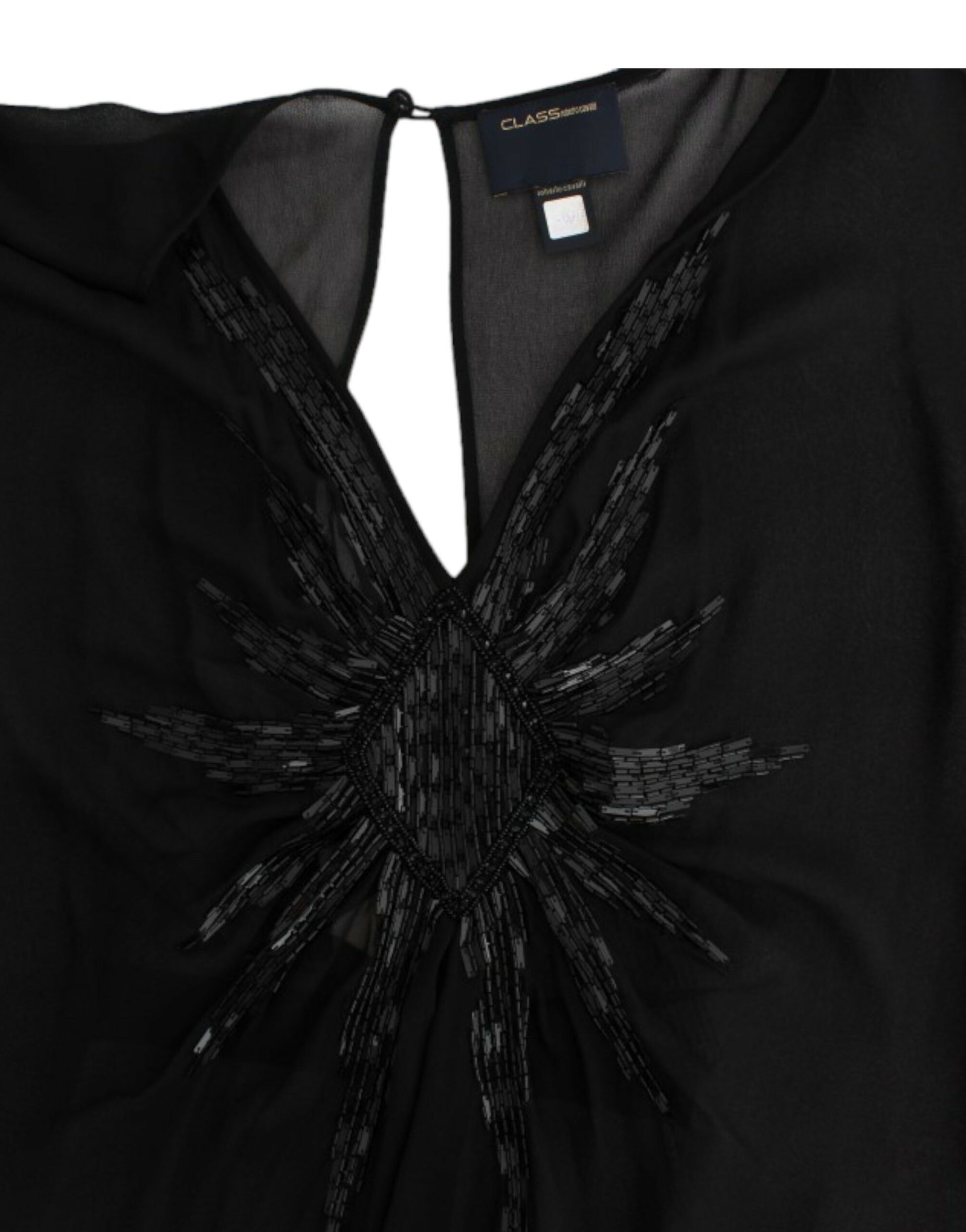 Black velvet blouse with embroidered spider design on front