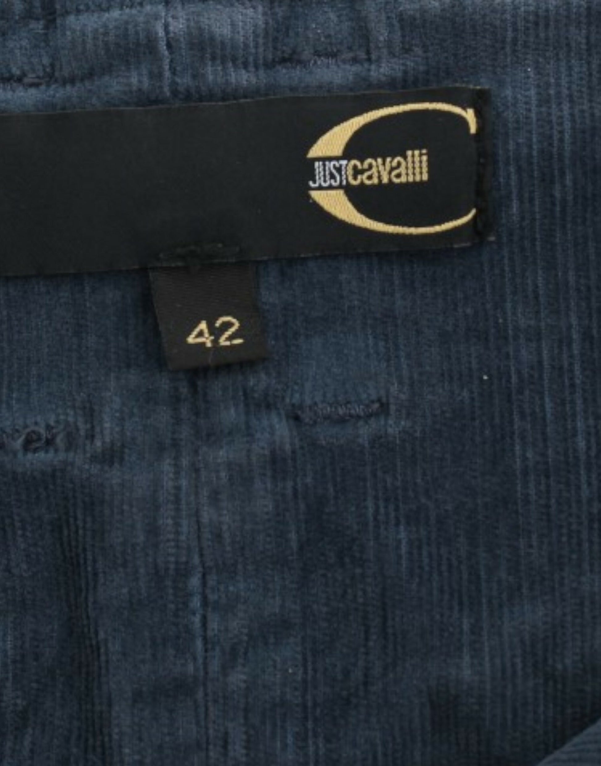 Blue denim jeans with black label