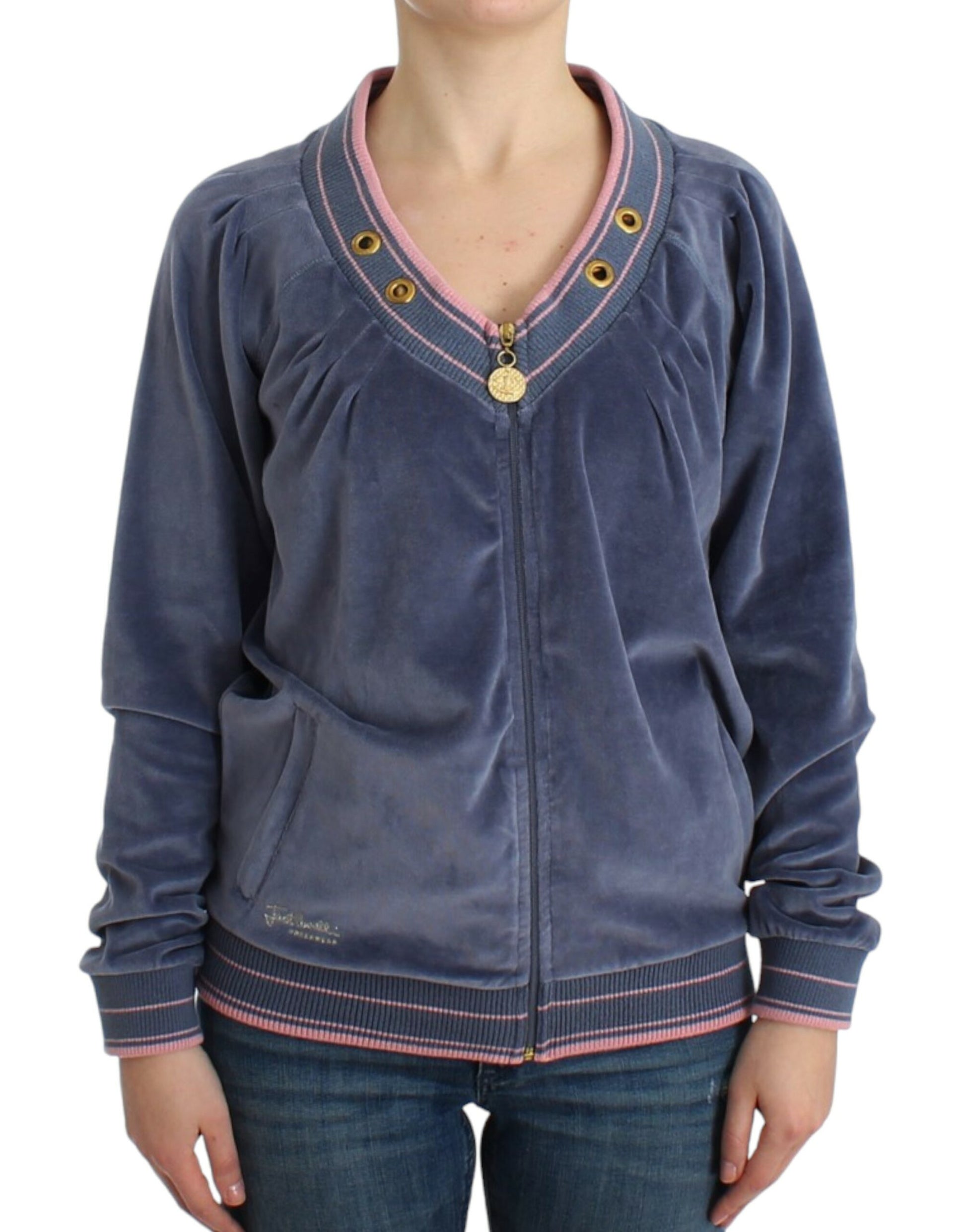 Purple velvet jacket with pink trim