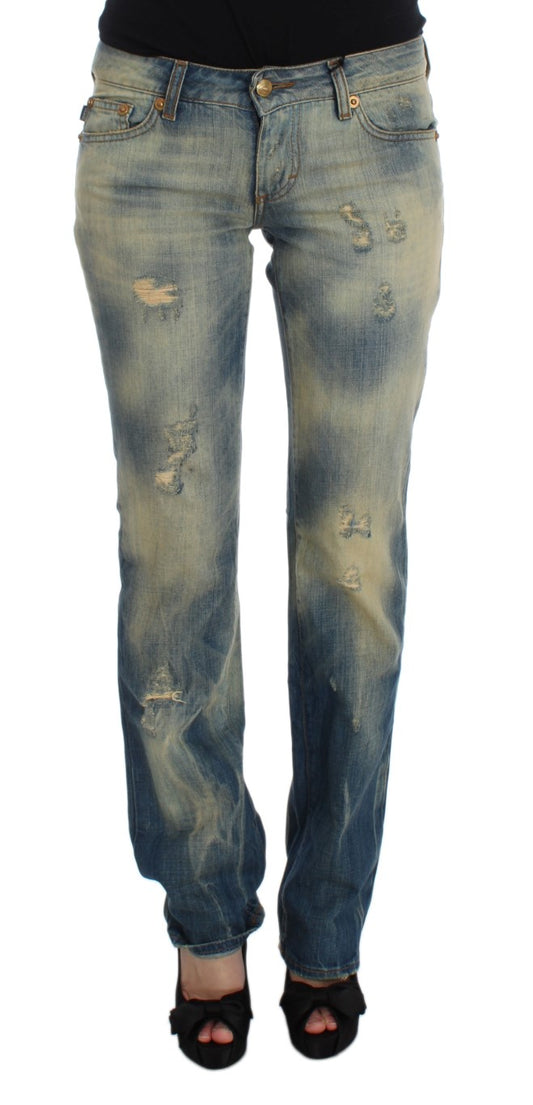 Pair of distressed jeans on a mannequin