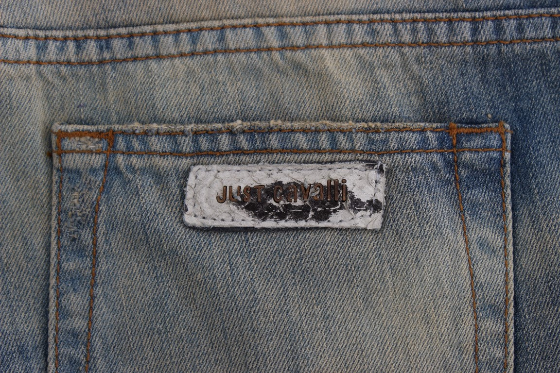 Blue denim jeans with visible brand label on back pocket
