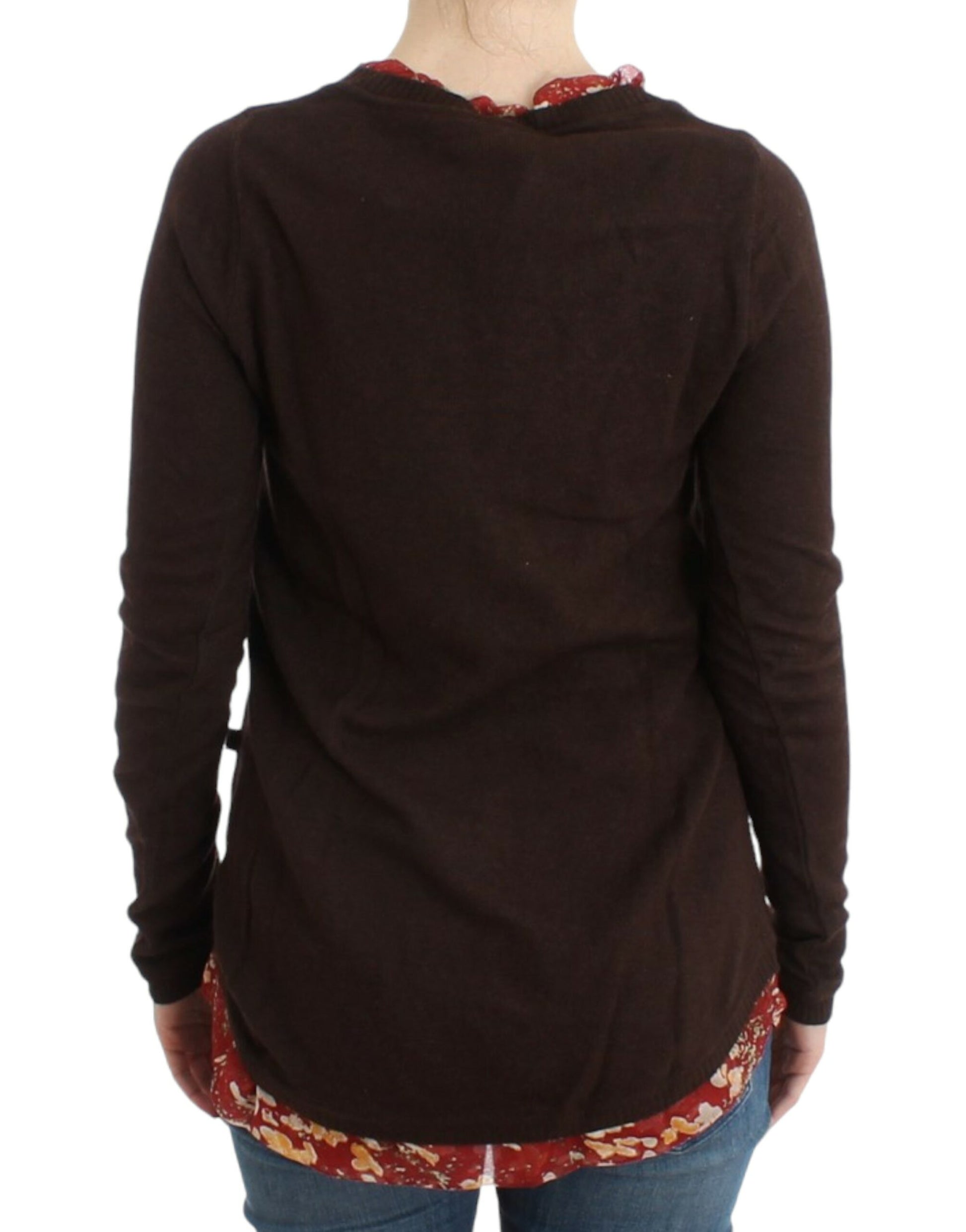 Long sleeve brown sweater with a collar