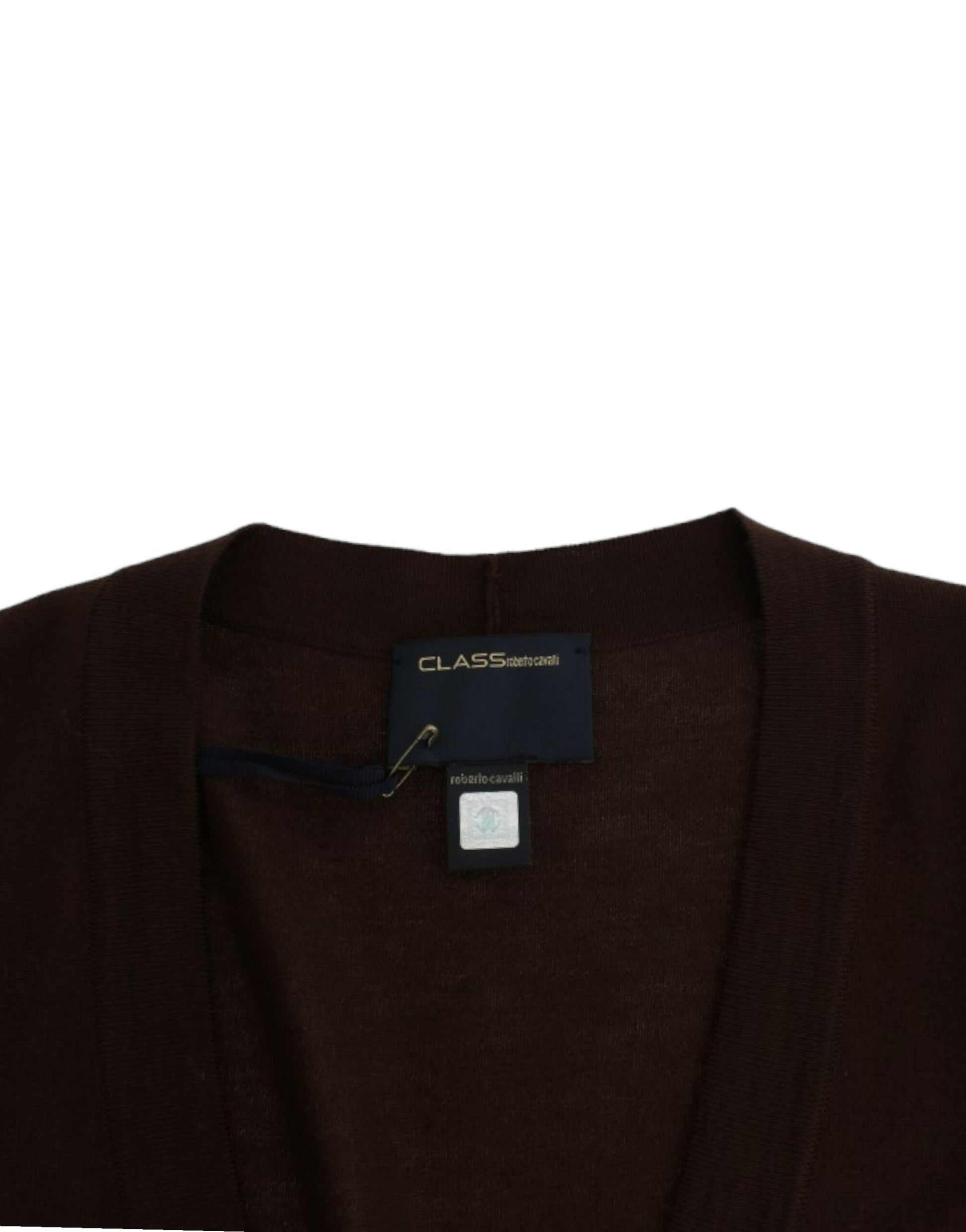 Brown sweater with tag on neck