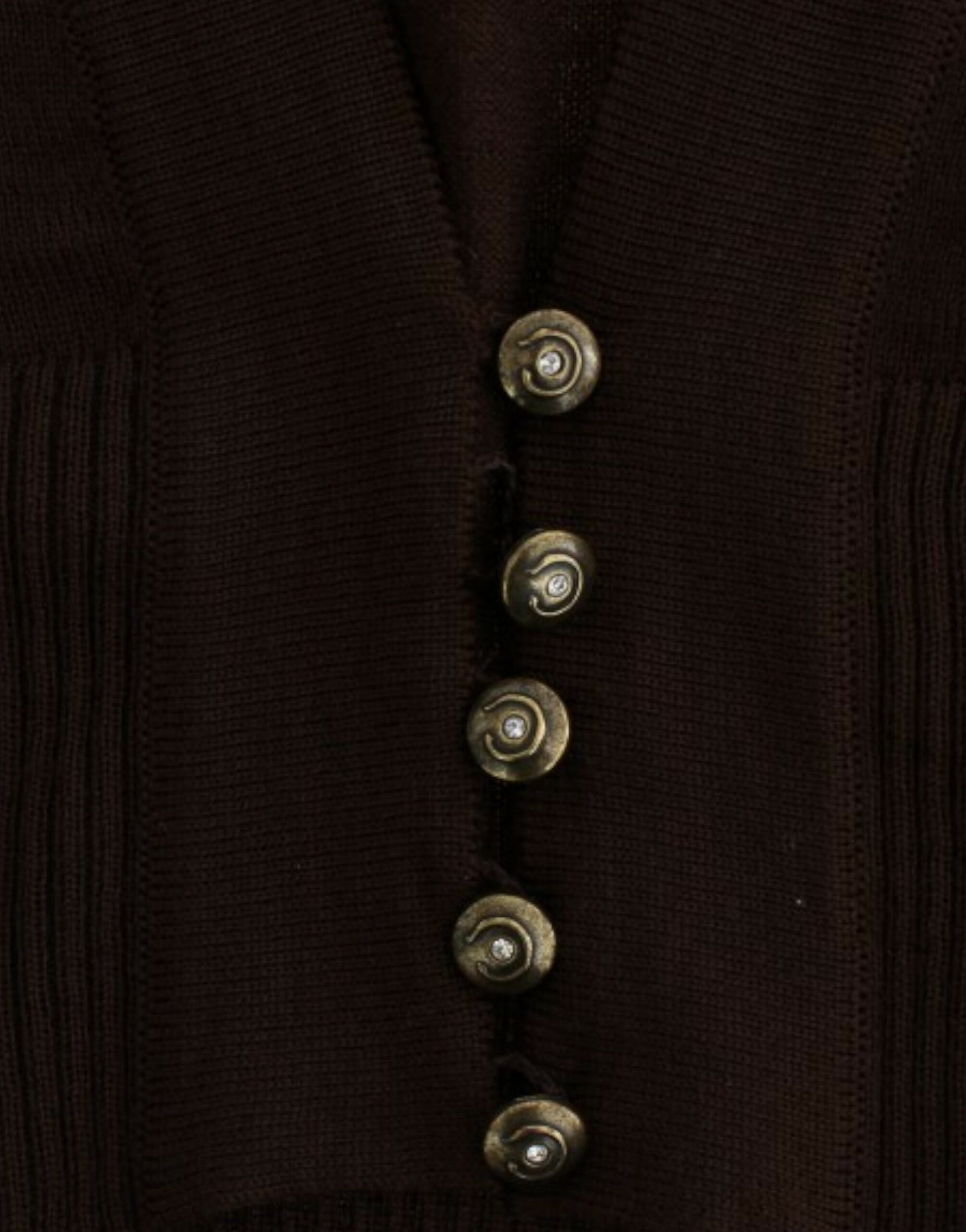 Dark brown sweater vest with gold buttons