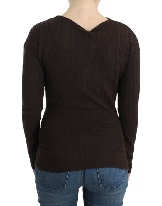 Long sleeve dark brown knit sweater