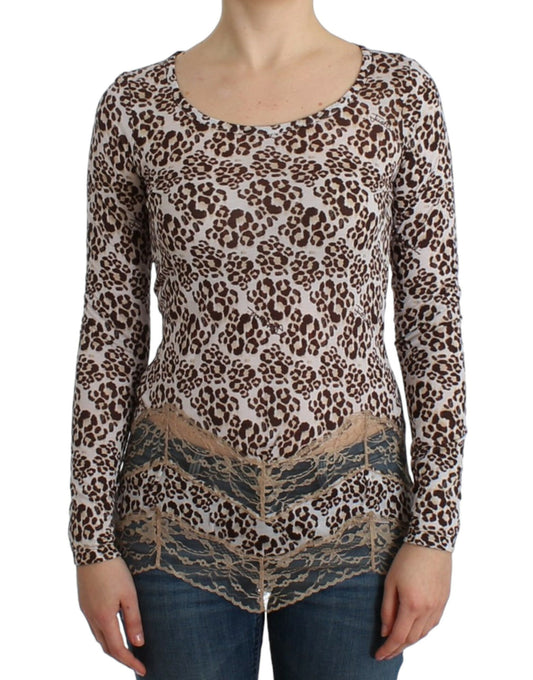Long sleeve top with animal print pattern