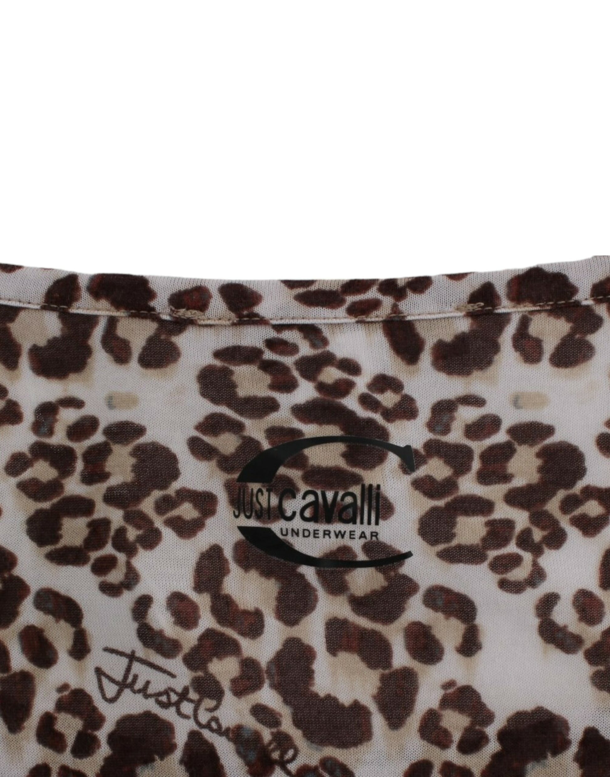 Leopard print underwear with brand name on waistband