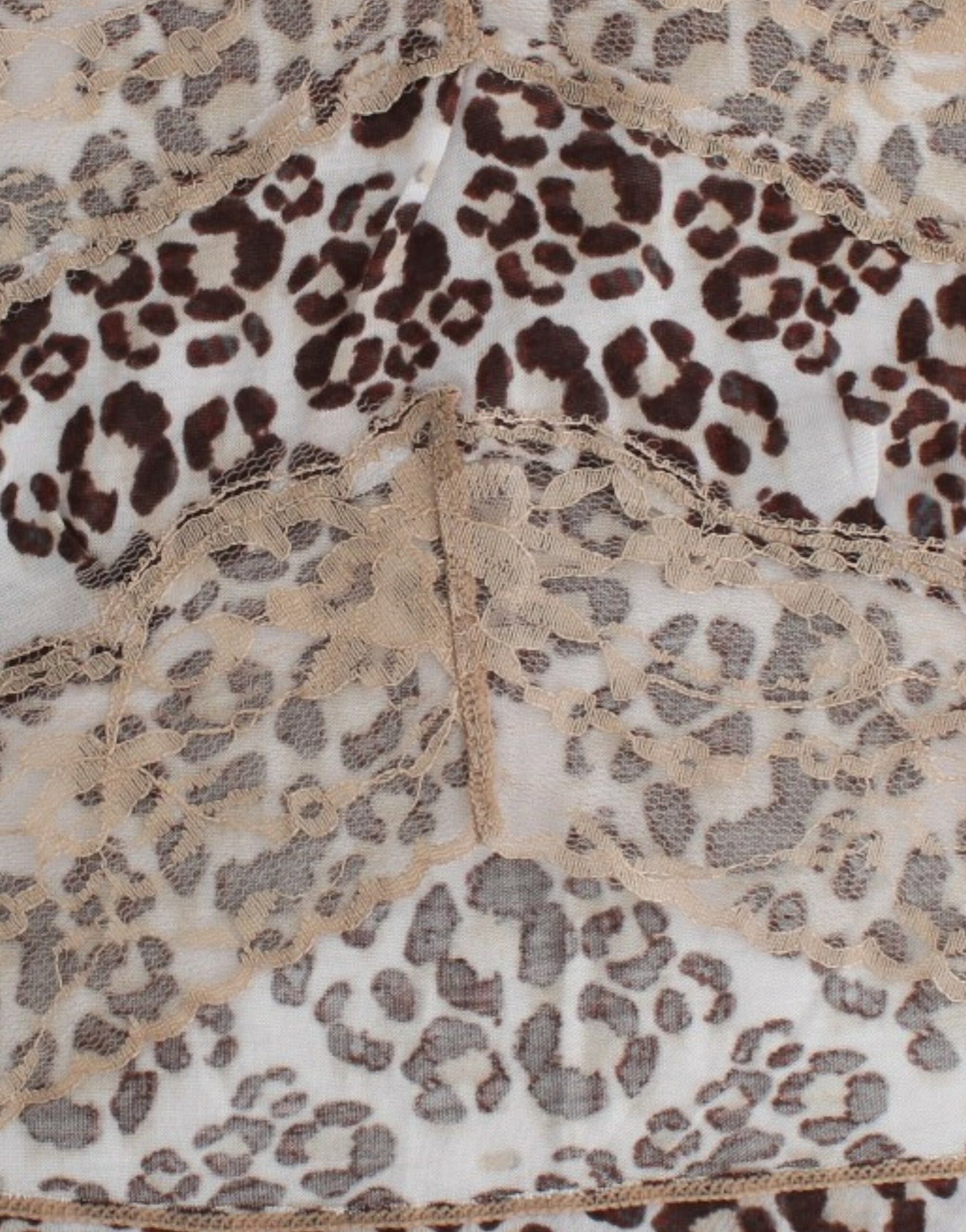 Leopard print fabric with lace trim