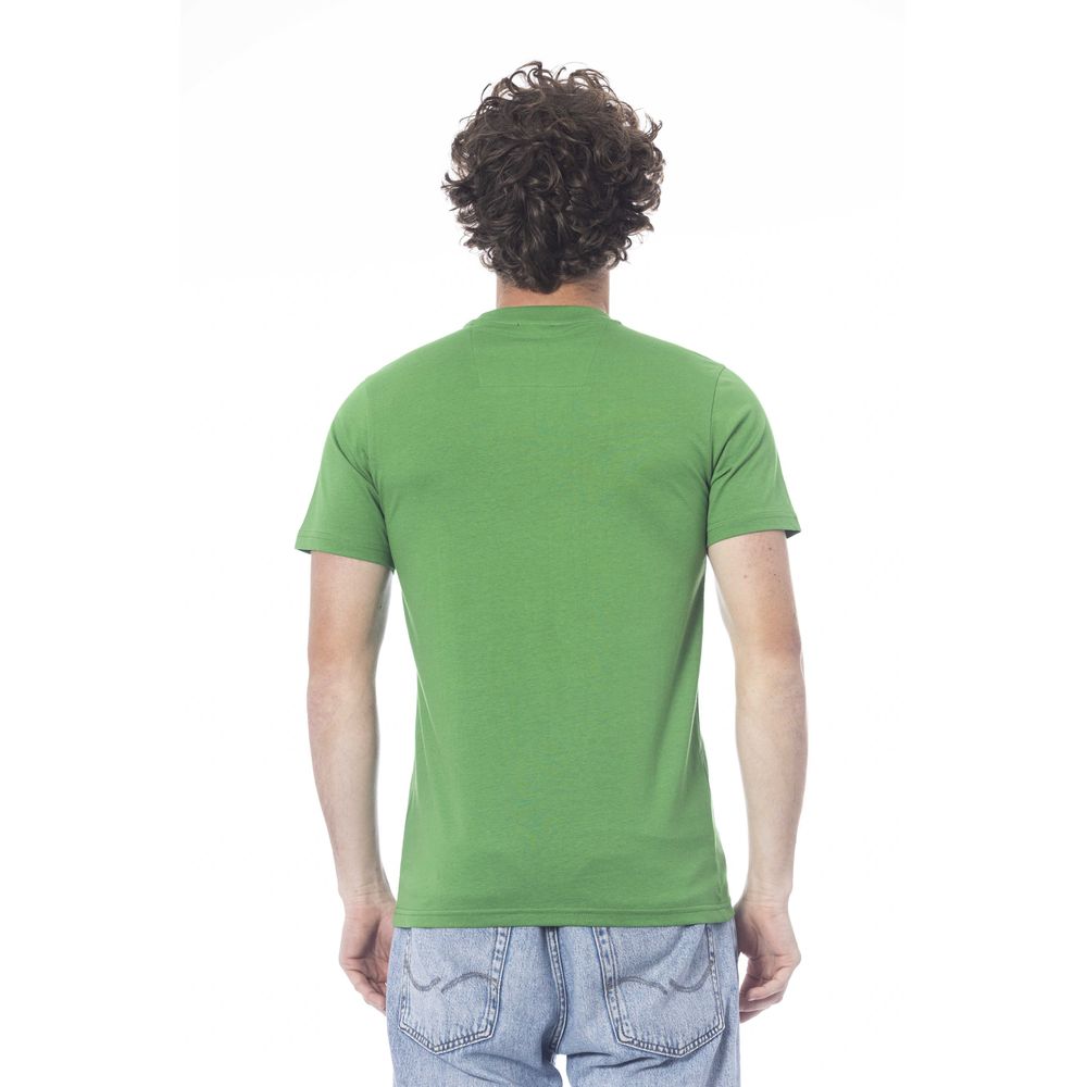 A green cotton men's t-shirt with short sleeves