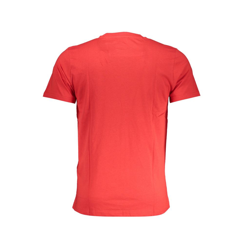 Red cotton men's t-shirt with short sleeves
