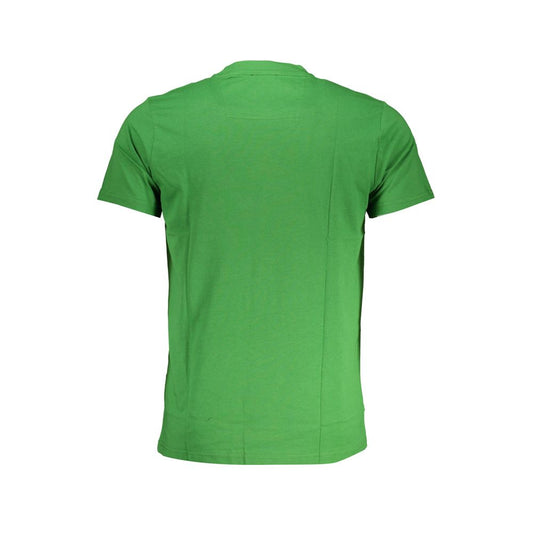 Green cotton t-shirt with short sleeves, crew neckline