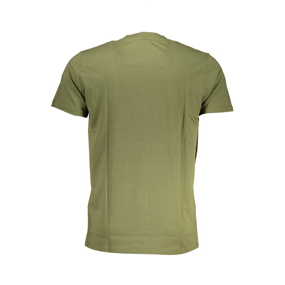 Green cotton men's t-shirt with short sleeves