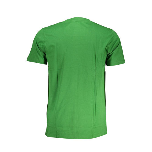 Green men's t-shirt with short sleeves, crew neckline and a straight hem