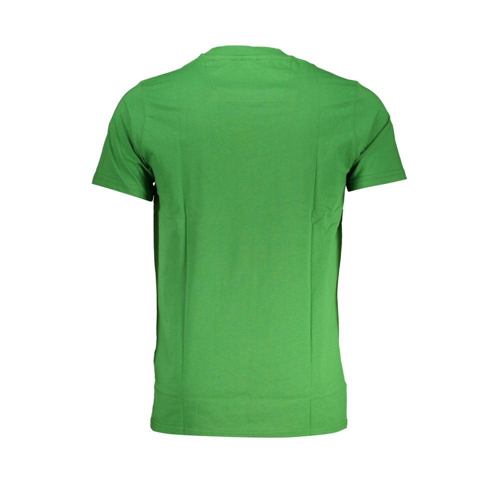 Green men's t-shirt with short sleeves, crew neckline and a straight hem