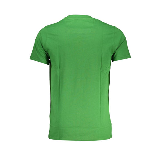 Green men's t-shirt with short sleeves, crew neckline and a straight hem