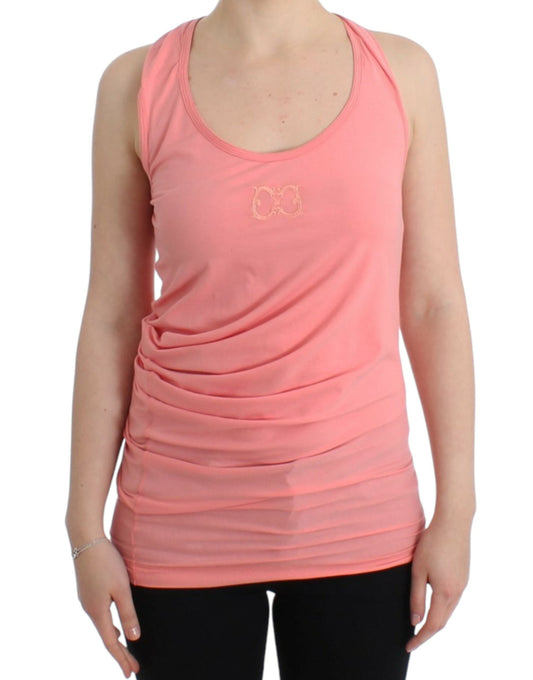 Pink tank top with logo on front
