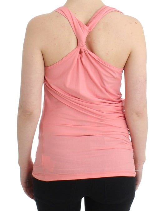 Pink sports bra on back