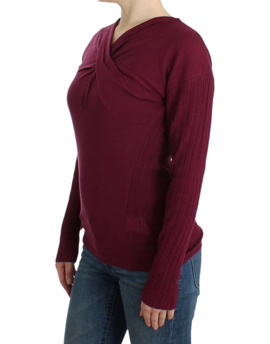Long sleeve maroon sweater on woman