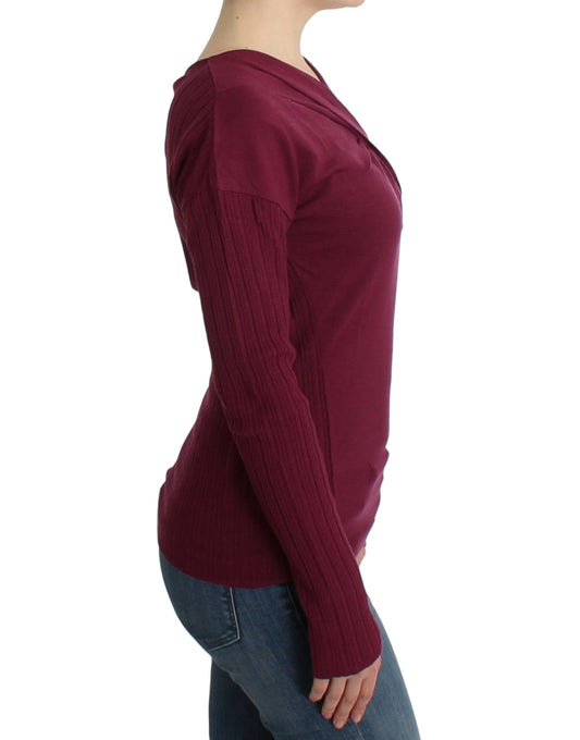 Long sleeve maroon sweater on woman