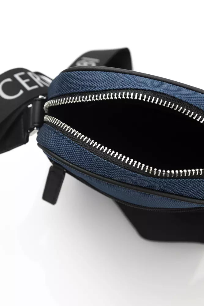 Blue denim belt with silver zipper detailing