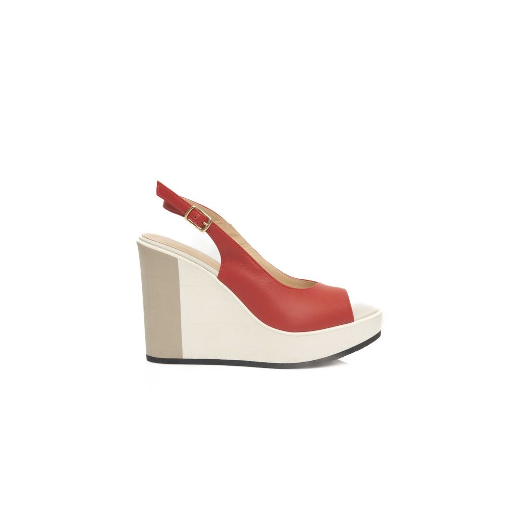 Red and white high heel shoe