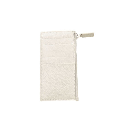 White leather wallet with silver zipper