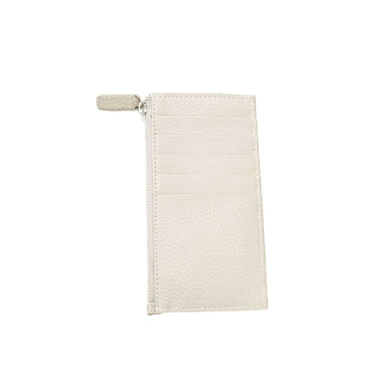 White leather wallet with zipper closure