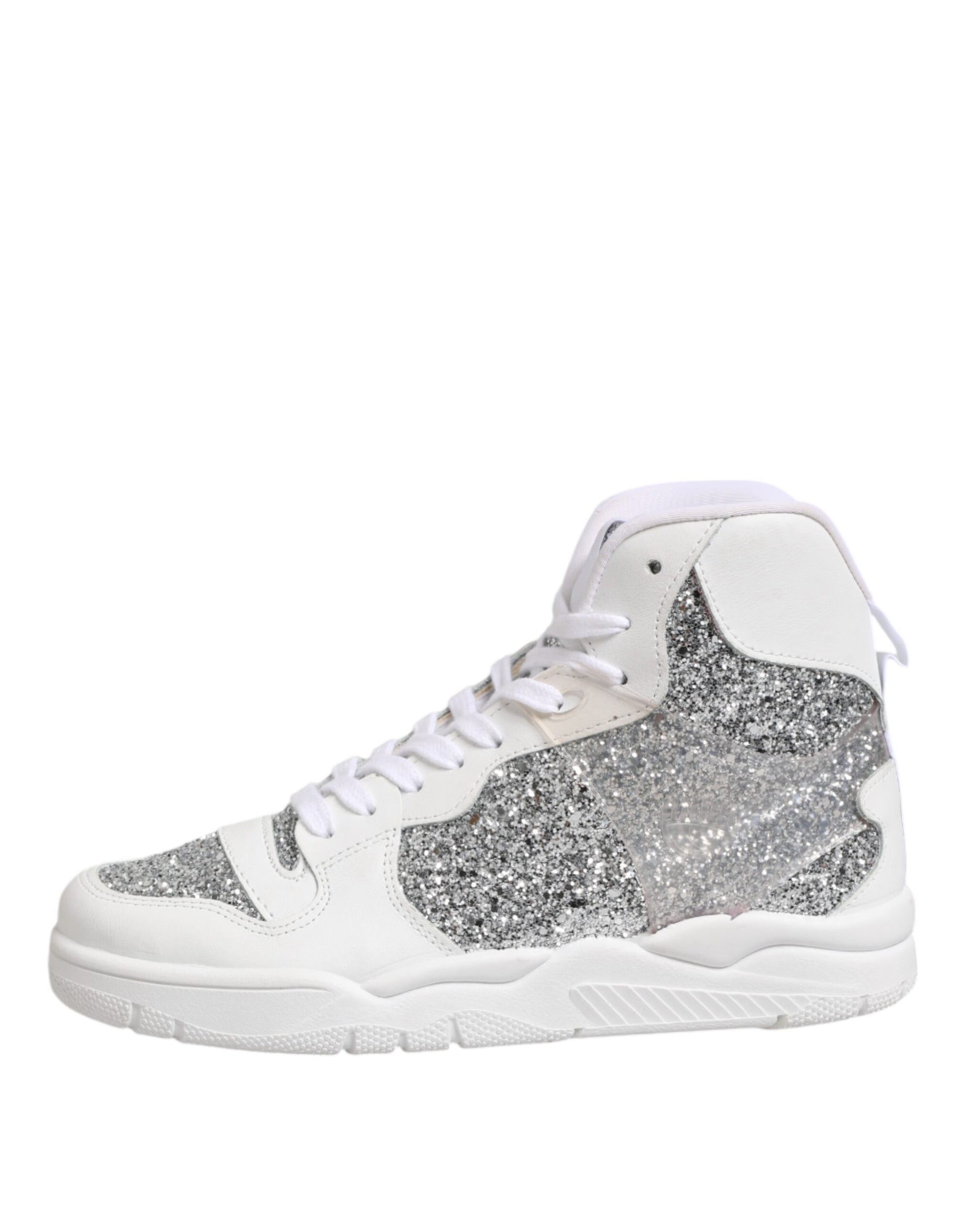 White sneaker with glittery pattern on side