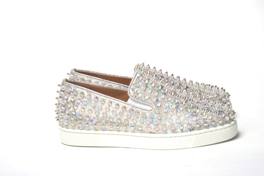 Pair of sparkly glittery women's slip on shoes