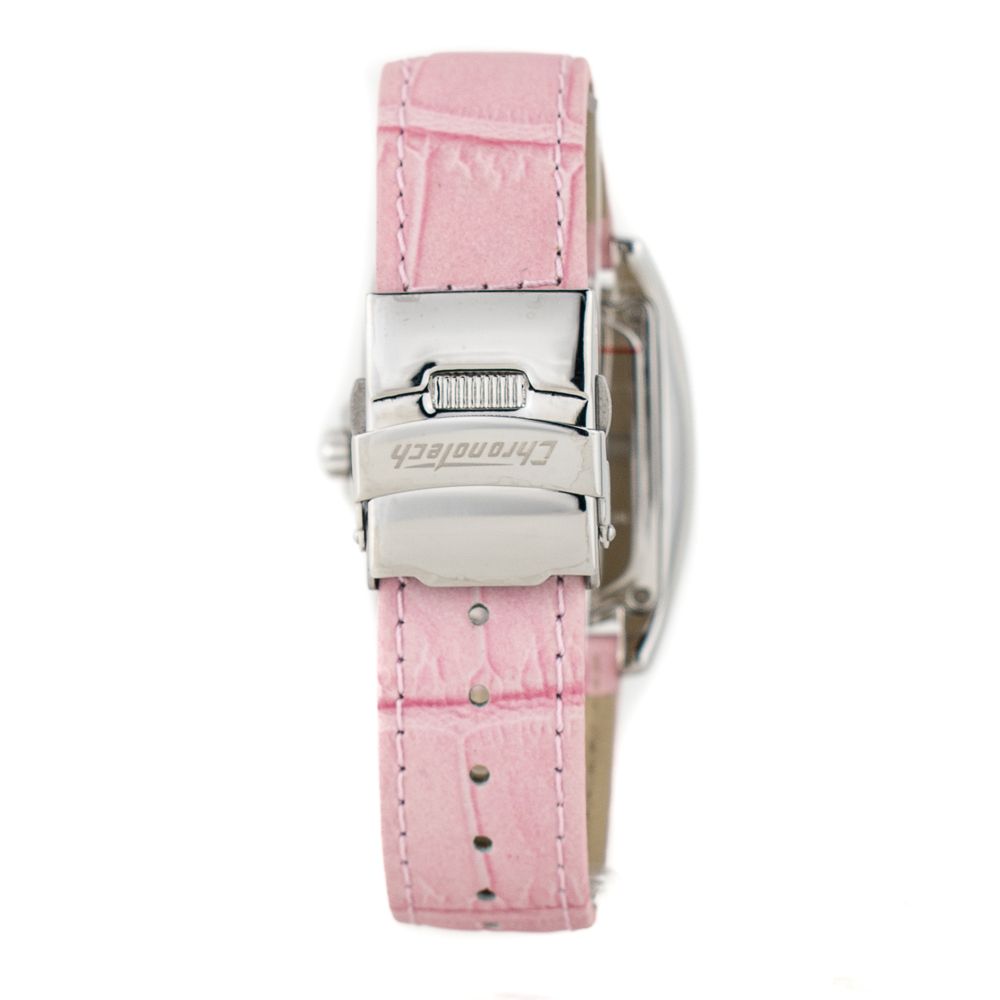 Pink leather watch with silver buckle