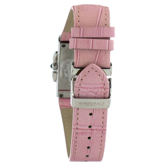 Pink leather watch strap with silver buckle