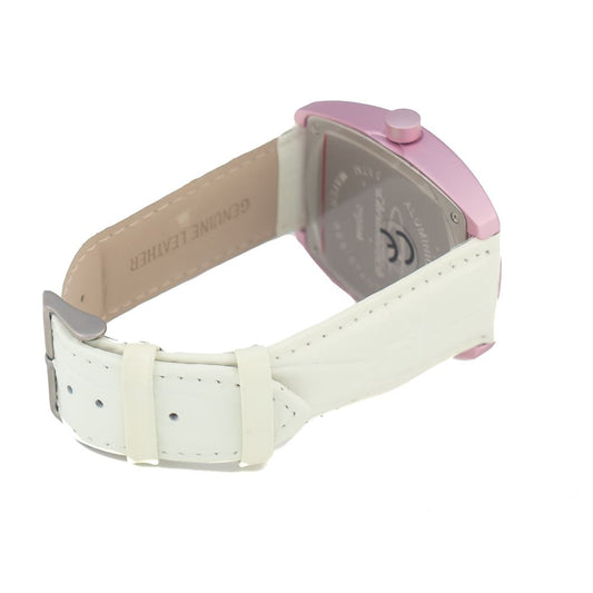 Pink and white leather watch with chronograph function