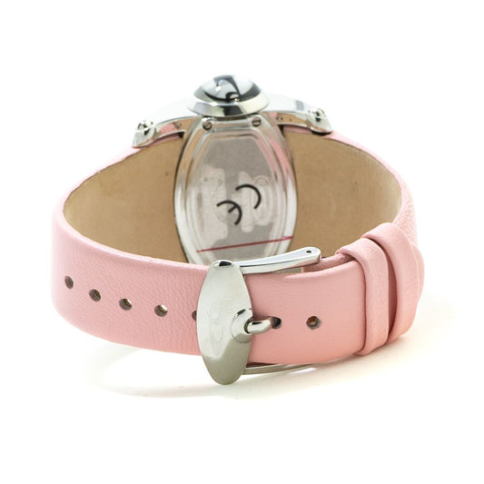 Pink leather watch with silver buckle